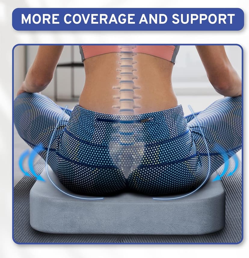 ComfySure Seat Cushion Extra Large - Firm Memory Foam Chair Pad for Recliner, Wheelchair, Office Chair, Stadium, Bleacher, Car, Floor, Patio Furniture, Bariatric Overweight Users 19”x17”x3”