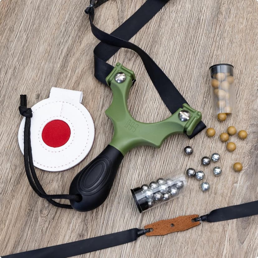 SimpleShot Scout XT Slingshot with Target, Clay Ammo and Bands for Professional Hunting and Powerful Target Shooting Sling Shot