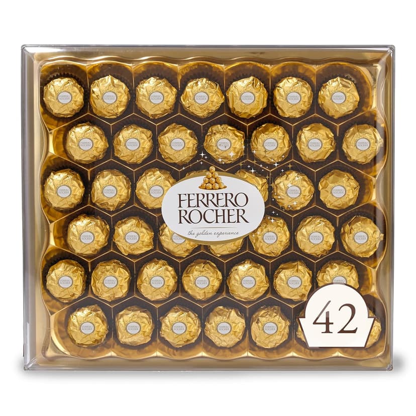 Individually wrapped hazelnut chocolate, gourmet chocolate candy for gifting a sweet treat or snacking Ferrero Rocher Chocolate Candy, Hazelnut Milk Chocolates, 42 Ct, 18.5 oz B07W738MG5