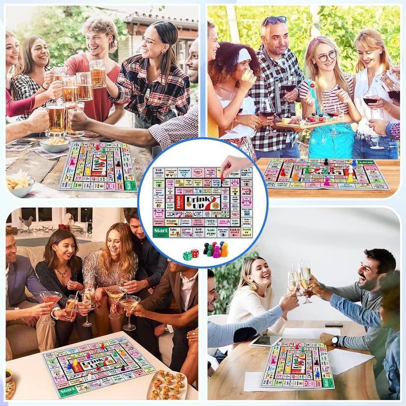 Fofeadm Drinking Board Games for Adults, Rubber Mat Drinking Board Game, Funny Party Interactive Drinking Games for Game Night, Birthday, Family Play or Any Occasion, Age 21+, 2-8 Players