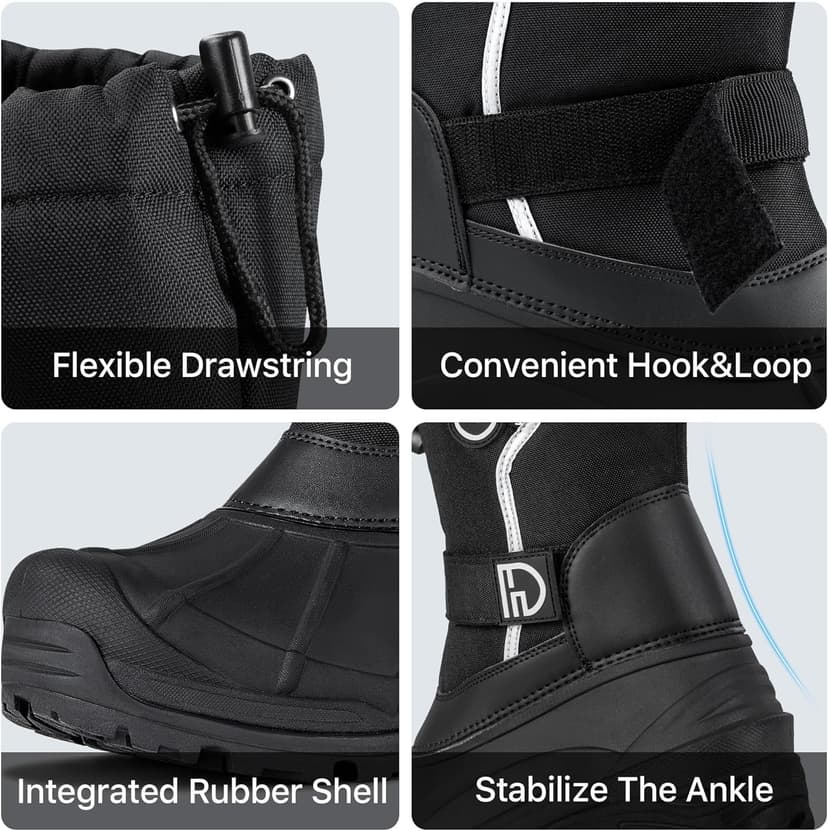 FREE SOLDIER Mens Snow Boots Insulated Waterproof Hiking Winter Shoes Nonslip Outdoor Ankle Cold Weather Boots with Warm Inner