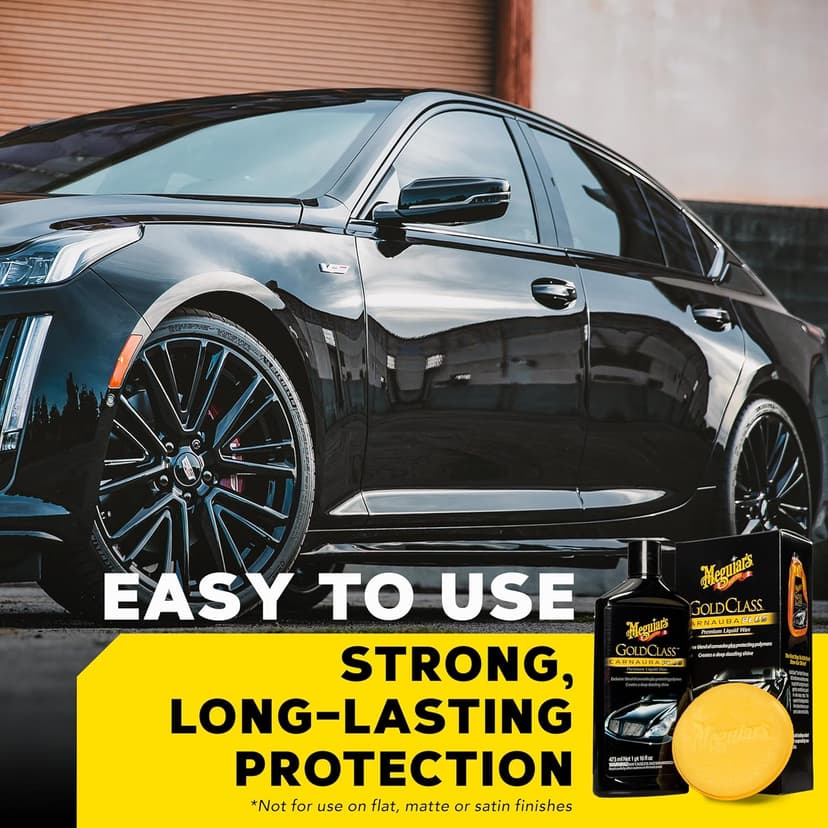 Meguiar's Gold Class Carnauba Plus Premium Liquid Wax Kit, Car Detailing Kit with a Pure Carnauba Wax Blend and a Foam Applicator Pad for Keeping Glossy Paint Protected Like a Pro, 16 Oz Bottle