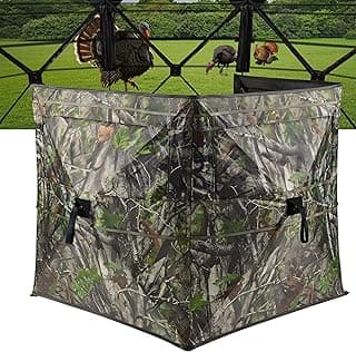 Hunting Blind for Turkey, 3-Panel See-Through Turkey Blind, Full 360° Visibility Pop Up Ground Blind