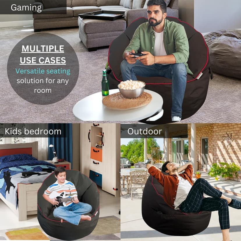 Gaming Bean Bag Chair - for Adults and Teens - (Black/Red (Cover ONLY), 3 ft (Black/Red (Cover ONLY - Beans Sold Separately), 3 ft (Cover Only))