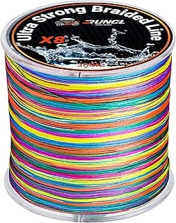 RUNCL 8 Strands Braided Fishing Line - High Visibility Colored Braid Line, Super Strong, Abrasion Resistant, No Stretch, 328yds/546yds/1093yds, 12lb to 100lb for Saltwater or Freshwater Fishing