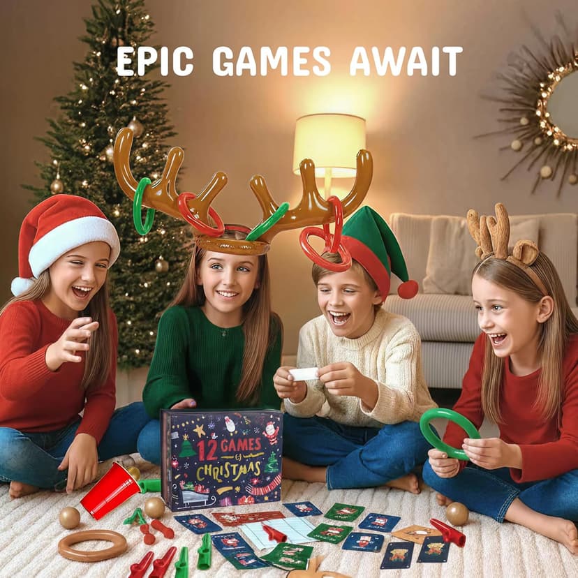Gutter Games 12 Games of Christmas - 12 Hilarious Holiday Activities [Family Party Games Pack for Kids, Teens & Adults] - by Beat That! Game - Multicolor