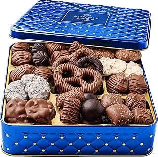 Chocolate Gift Basket - Chocolate Gift Box, Gourmet Food Gifts Prime - Assorted Treat Tray Tin for Men and Women- Kosher Hannukah Gift- Bonnie and Pop