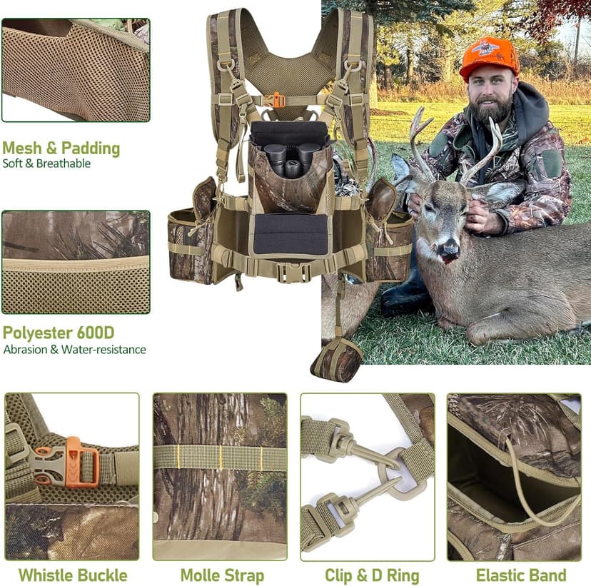 Hunting Fanny Pack for Men, Camo Waist Pack for Hunter, Fanny Hunting Backpack with Rifle, Shotgun, and Bow Holder (Fanny Pack Upgrade)