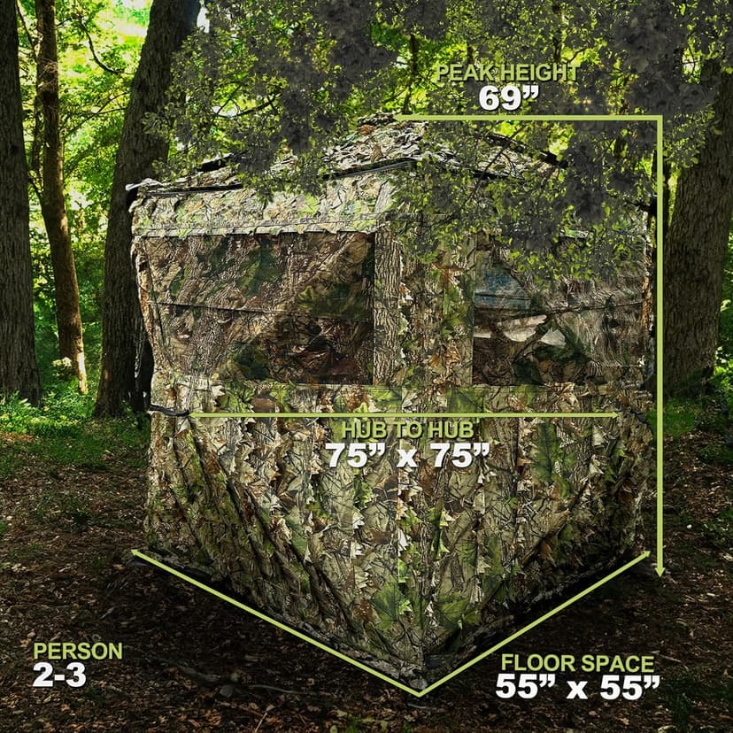 AYIN See Trough Pop Up Hunting Blind, See Thru Ground Blind - Essential Hunting Tent for Deer, Portable and Easy Setup, Ideal Hunting Essentials, Durable and Concealed Ground Blind