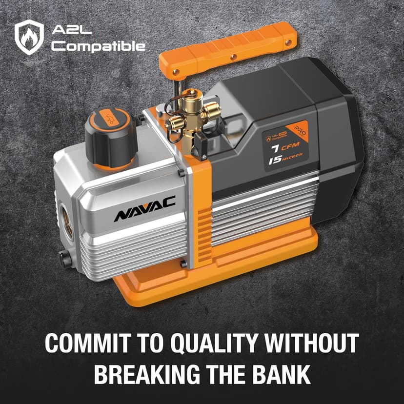 NAVAC Dual-Stage HVAC Vacuum Pump – AC Motor with Forced Oil Circulation, Oil-Mist Filter, 15 Micron Ultimate Vacuum, Pro Series