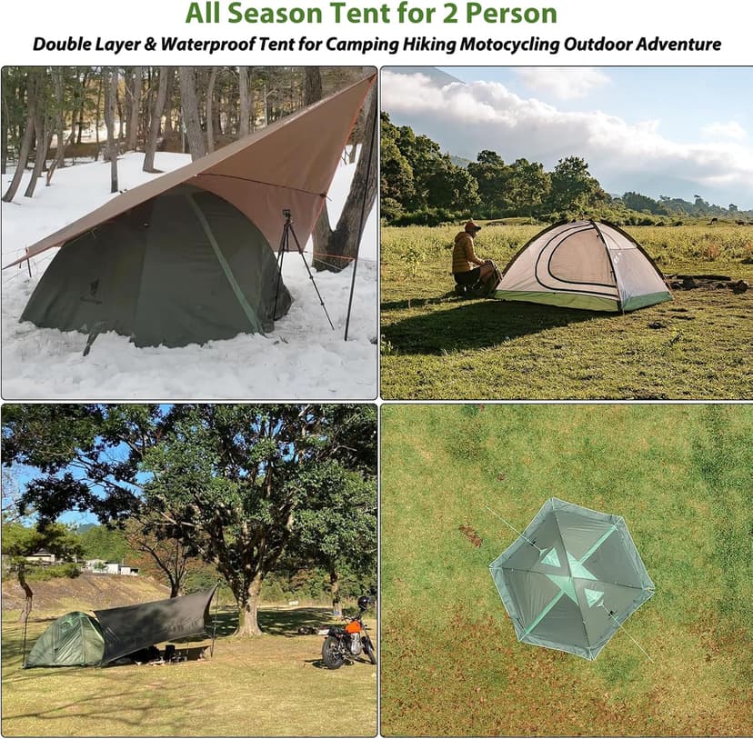 GEERTOP Ultralight 2 Person Backpacking Tent 4 Season Waterproof Camping Tent Double Layer Cold Weather Easy Set Up Tents for Family Camp, Hiking, Hunting Outdoor Mountaineering Travel