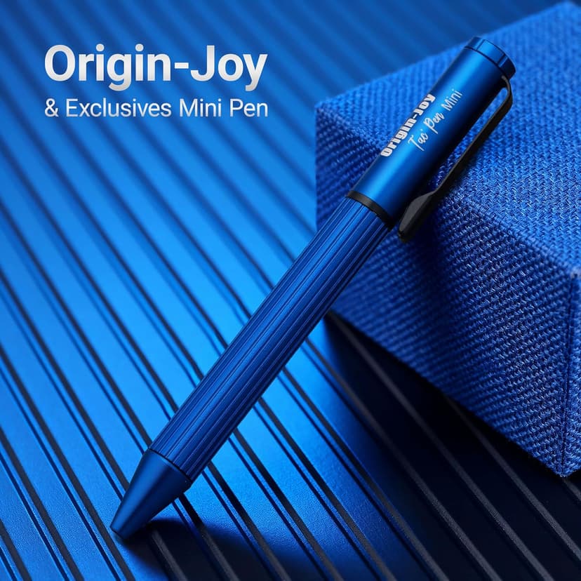 Origin-Joy Mini EDC Bolt Action Tactical Pen, Retractable Tungsten Steel Tip, Compatible with Both Ballpoint and Gel Refills (Black)