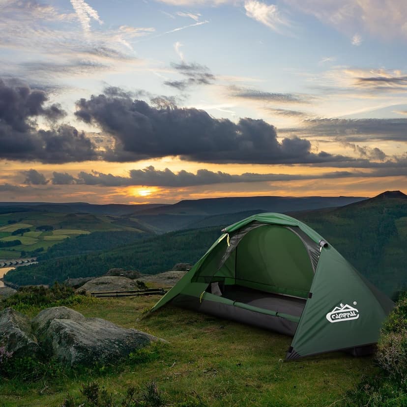 camppal 1 Person Tent for Camping Hiking Mountain Hunting Backpacking Tents 4 Season Resistance to Windproof Rainproof and Waterproof