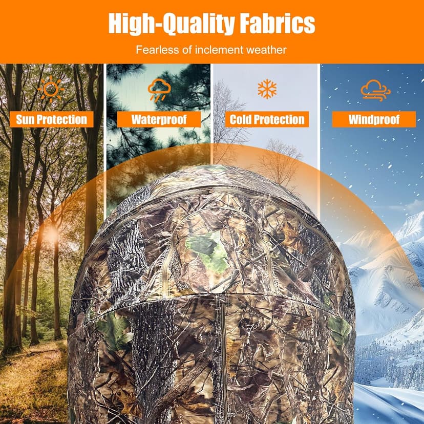 Hunting Blinds with Chair Pop Up Ground Blinds with Carrying Bag Portable 1-Person Hunting Tent for Deer & Turkey Hunting