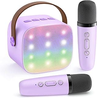 Mini Karaoke Machine with 2 Wireless Microphones, TOP Kids Gifts for Girls Ages 3, 4, 5, 6, 7, 8, 9, 10, 11, 12 +Years Old, 4-12th Christmas Birthday Toy Gift for Girls Boys Party (Purple)