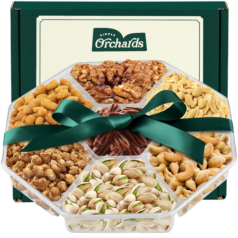 Holiday Nuts gift Basket - With a Variety of Freshly Roasted Nuts - Beautifully Packaged Gift Baskets for Men, Sympathy Basket For Dad, Christmas Healthy Gift.
