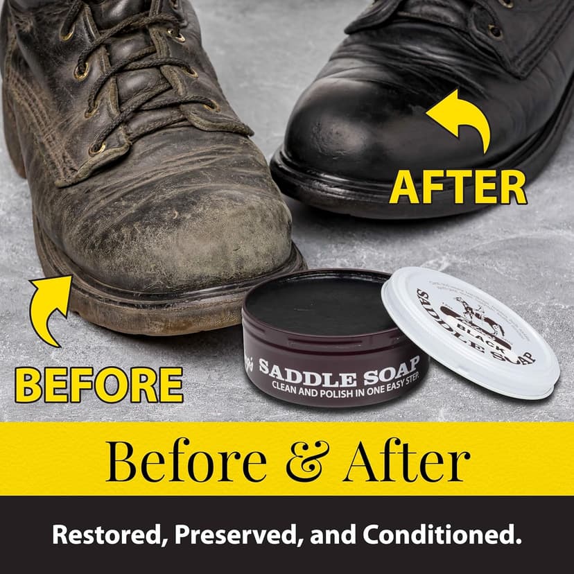 Fiebing's Black Saddle Soap (12oz) - Leather Cleaner & Conditioner - Soften, Protect, Restore & Renew Leathercraft, Car Seat, Belts, Shoes, Luggage, Furniture, Purses, Boots, Bags, Sports & Horse Gear