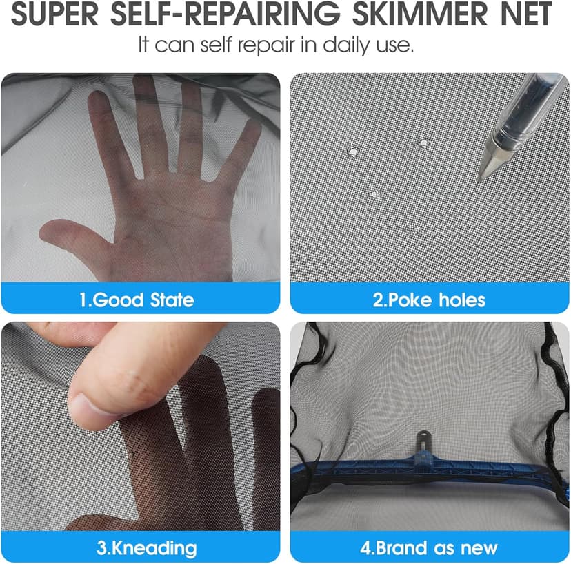 Pool Skimmer Net with Self-Repair Fine Nylon Mesh Bag, Pool Leaf Rake for Above Ground Pools & In-ground Pools, Pool Nets for Cleaning - Original Series(No Pole)