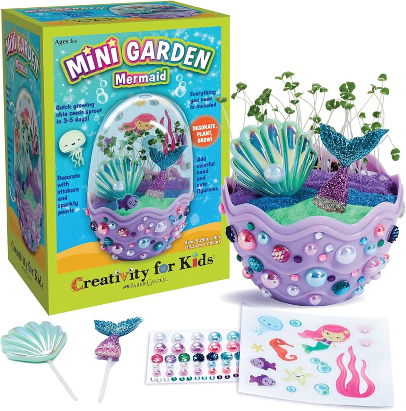 Creativity for Kids Mini Garden: Mermaid Terrarium Kit - Mermaid Gifts for Girls, Crafts and Toys, Holiday Stocking Stuffers for Kids (Ages 6+)