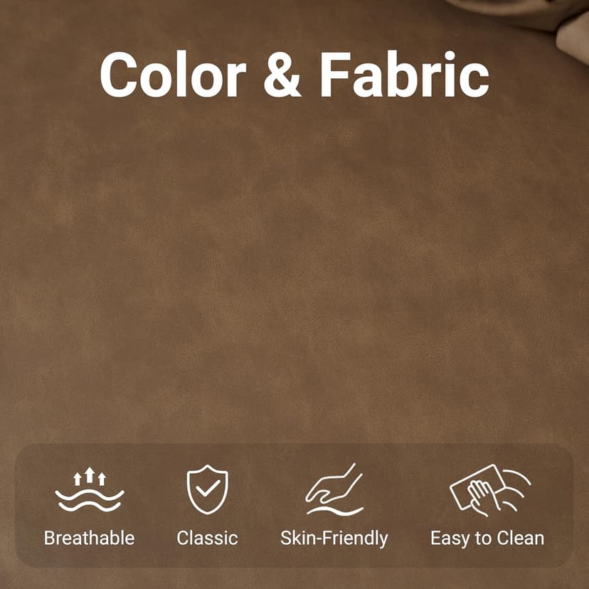 N NOORDENIYA 55'' Leather Sofa Bed, Pull Out Sleeper Sofa Couch Bed, Loveseat Sleeper, Futon Sofa Couch with Side Pocket, Convertible Sofa Bed for Living Room, Apartment, Bedroom, RV, Brown