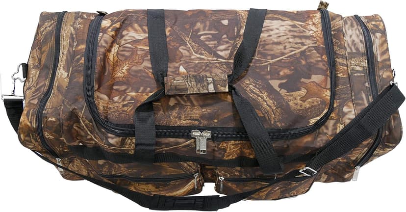 E-Z Roll 30 Inch EXTRA LARGE Tree Camouflage Duffel Bag-Oversized Travel & Outdoor/Hunting Gear Bag, 30x14x12 Inches,Heavy Duty, Water-Resistant in 5 Colors (NOT CARRY-ON SIZE) (Black Trim)