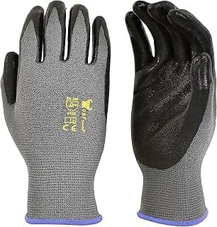 G & F Products 12 PAIRS Mens Working Gloves with Micro Foam Coating - Garden Gloves Texture Grip - men’s Work Glove For general purpose, construction, yardwork, Large (1519L-12),Grey/Black