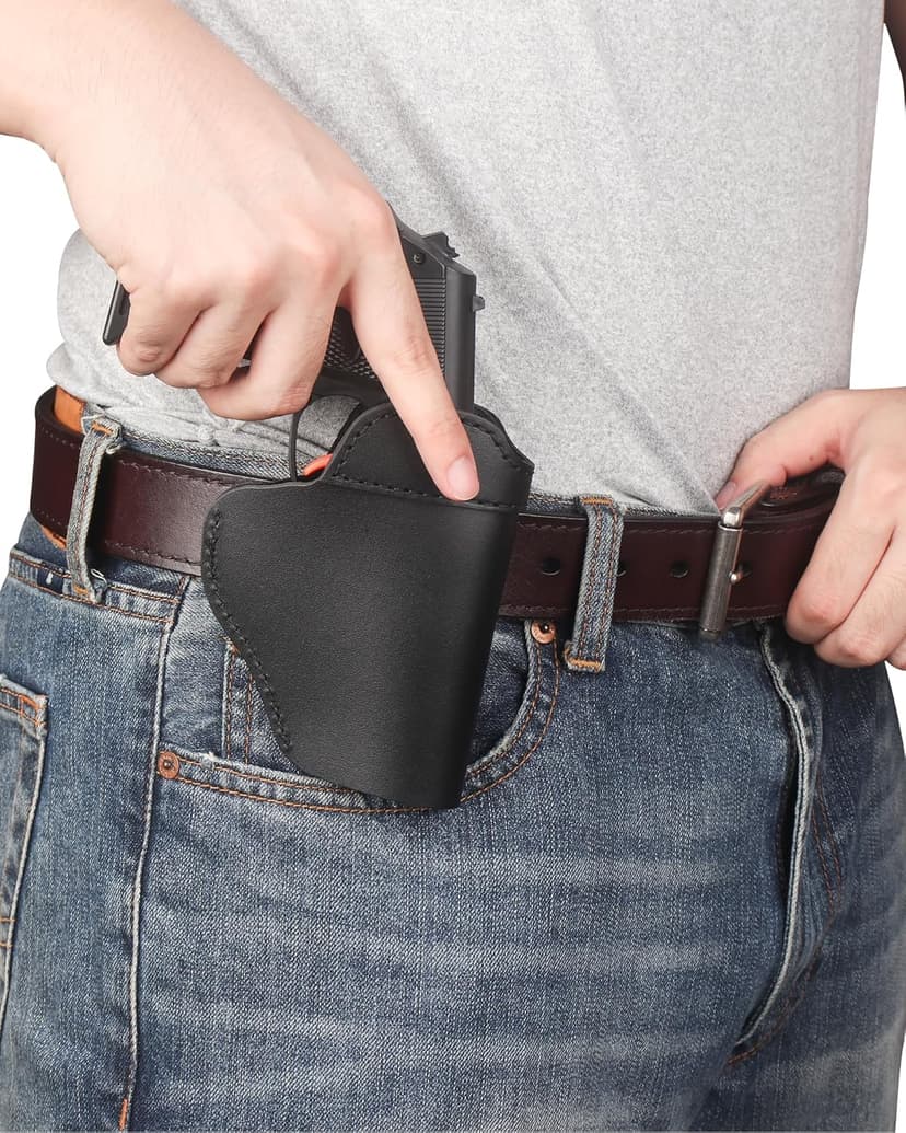 KOSIBATE Leather Gun Belt for Men - Heavy Duty EDC Belt, Concealed Carry CCW Belt- 1.5-Inch Width, 14 OZ Leather