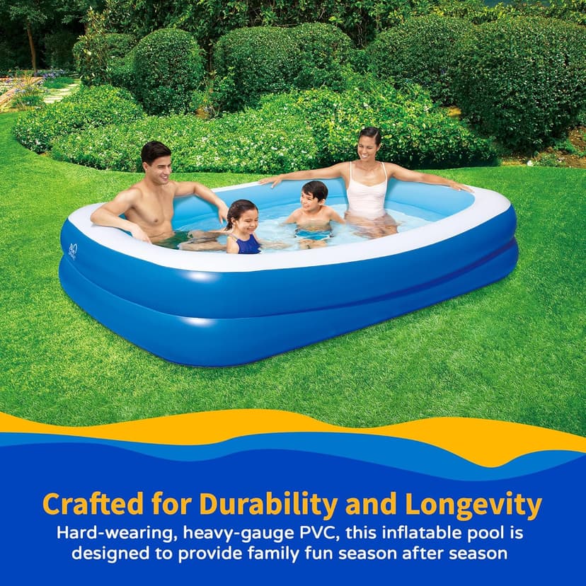 Inflatable 103-in x 69-in x 22-in Deep Rectangular Family Pool with Cover