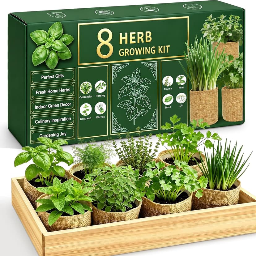 Indoor Herb Garden Kit, Culinary Herb Starter Kit with Seeds & Tools for Beginners, Kitchen Decor, House Warming Gifts for New Home, for Christmas, Ultimate Birthday Gifts for Women Men Mom Dad B0GR93MPX1
