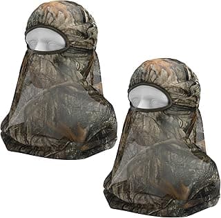 Watayo 2 Pcs Camo Hunting Face Mask, Hunting Head Net Camouflage Balaclava, Adjustable Hunting Breathable Mesh Mask for Men