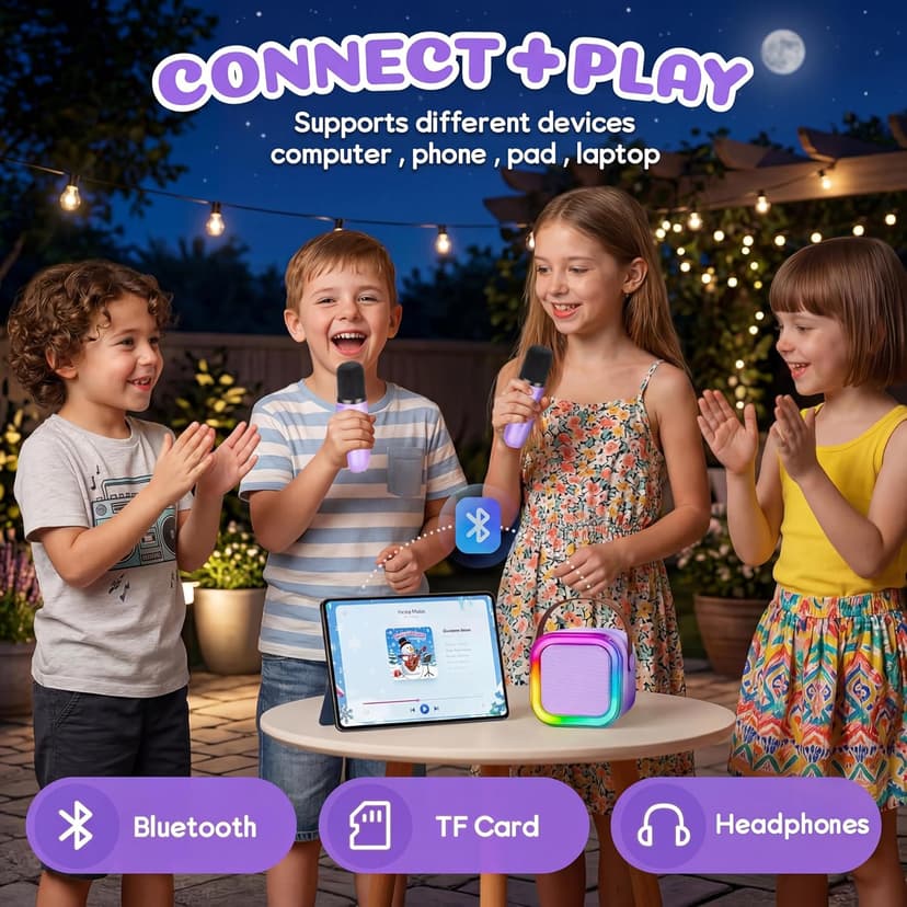 Mini Karaoke Machine for Kids, 2025 TOP Toys Christmas Birthday Gifts Ideas for Girls Ages 4, 5, 6, 7, 8, 9, 10, 12+ Years Old, Portable MP3 Player with 2 Wireless Mics for Party