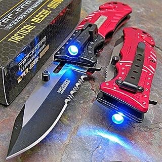 Tac-Force Pocket Folding Knife, 8" Overall, Two Tone Blade, LED, Rescue, EDC