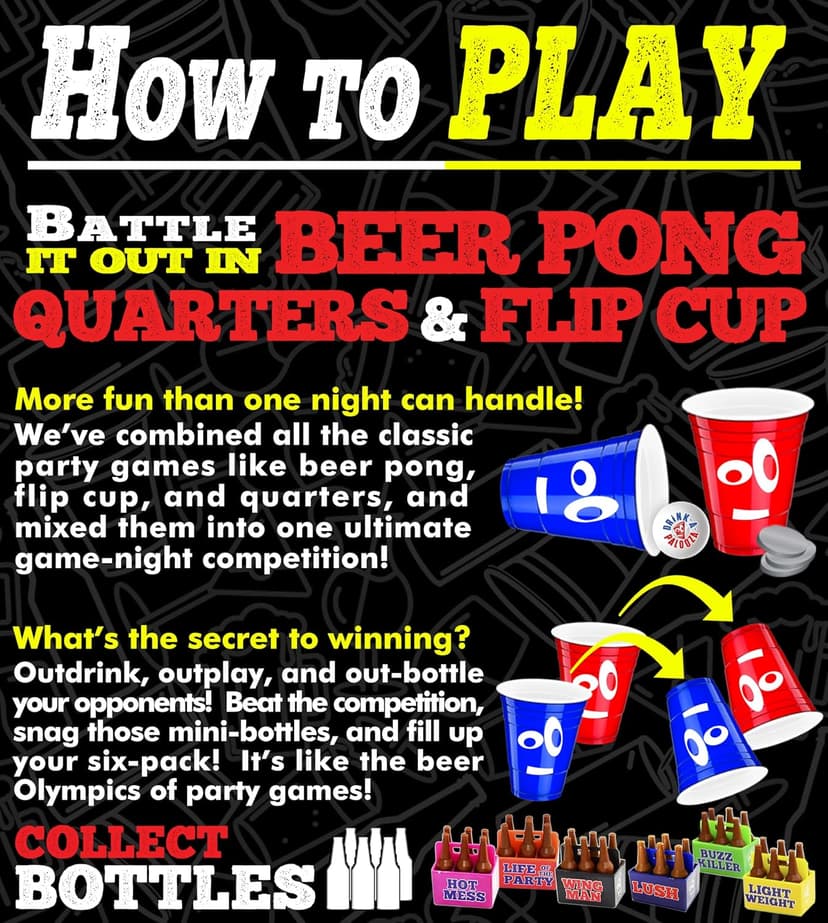 DRINK-A-PALOOZA: The Monopoly of Drinking Game | The Party Board Game that Combines Beer Pong, Flip Cup, Kings Cup, Drinking Card Games & More Fun Challenges