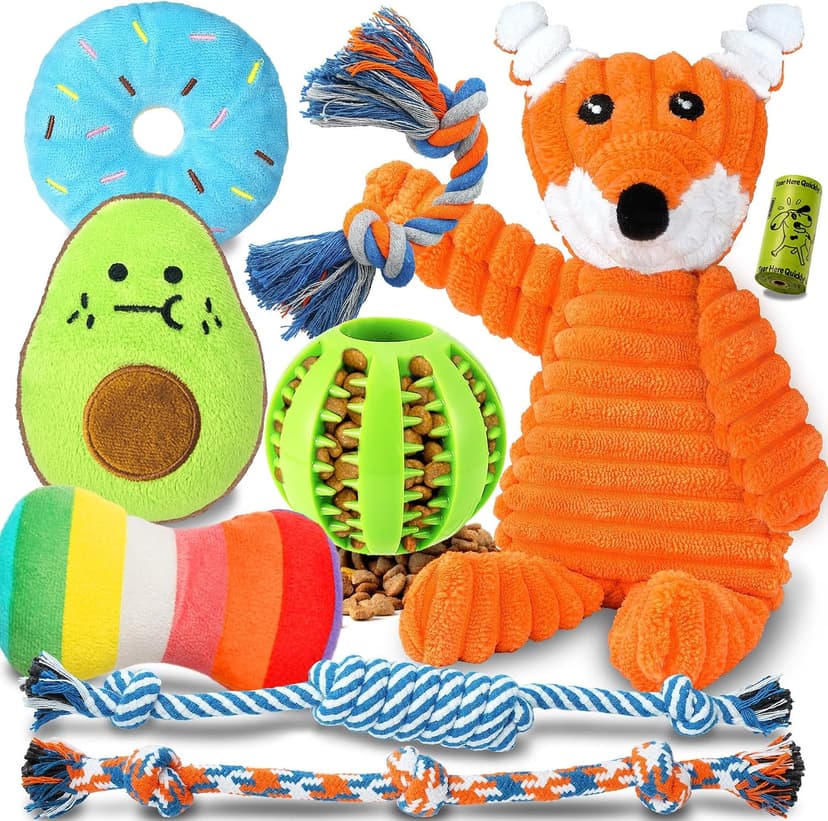 Zeaxuie 9 Pack Luxury Puppy Toys for Teething Small Dogs, Puppy Chew Toys with Cute Squeaky Dog Toys, Ball and More Rope Dog Chew Toys B094XG29MW