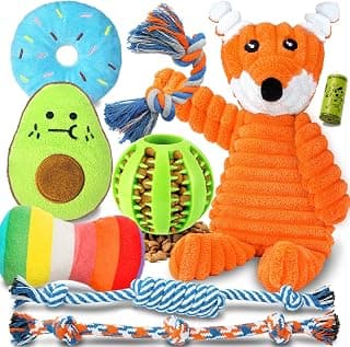 Zeaxuie 9 Pack Luxury Puppy Toys for Teething Small Dogs, Puppy Chew Toys with Cute Squeaky Dog Toys, Ball and More Rope Dog Chew Toys B094XG29MW
