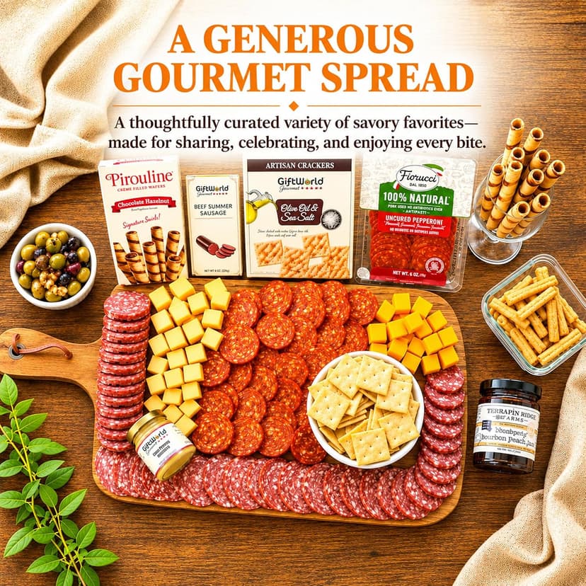 Deluxe Meat and Cheese Gift Basket – Gourmet Charcuterie Assortment Charcuterie Food Items, Meat Cheese Assortment, Food Gifts for Men, Tailgating, Business, Congratulations, Care Packages, Thanksgiving and Christmas Gifts - 11-item Bundle