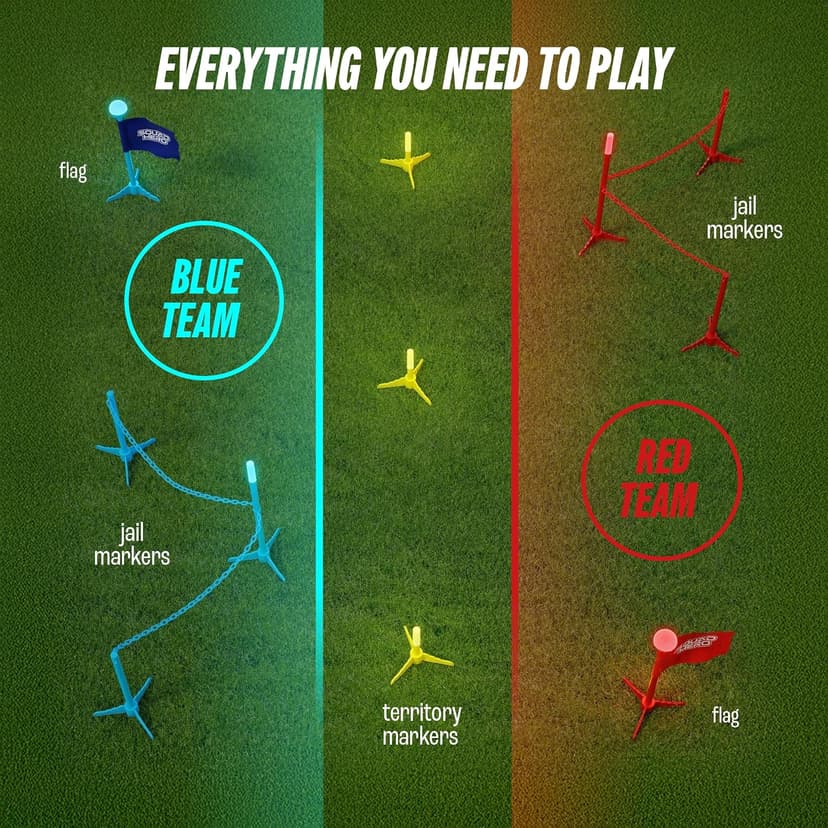 Capture the Flag Glow in the Dark Game Set - Yard Outdoor Games for Kids Ages 8, 10, 11, 12 Old - Fun Lawn Summer Family Game for Boys & Teen Boys,- Birthday Gifts - Camping and Backyard Adventures B0F9XHZSKG