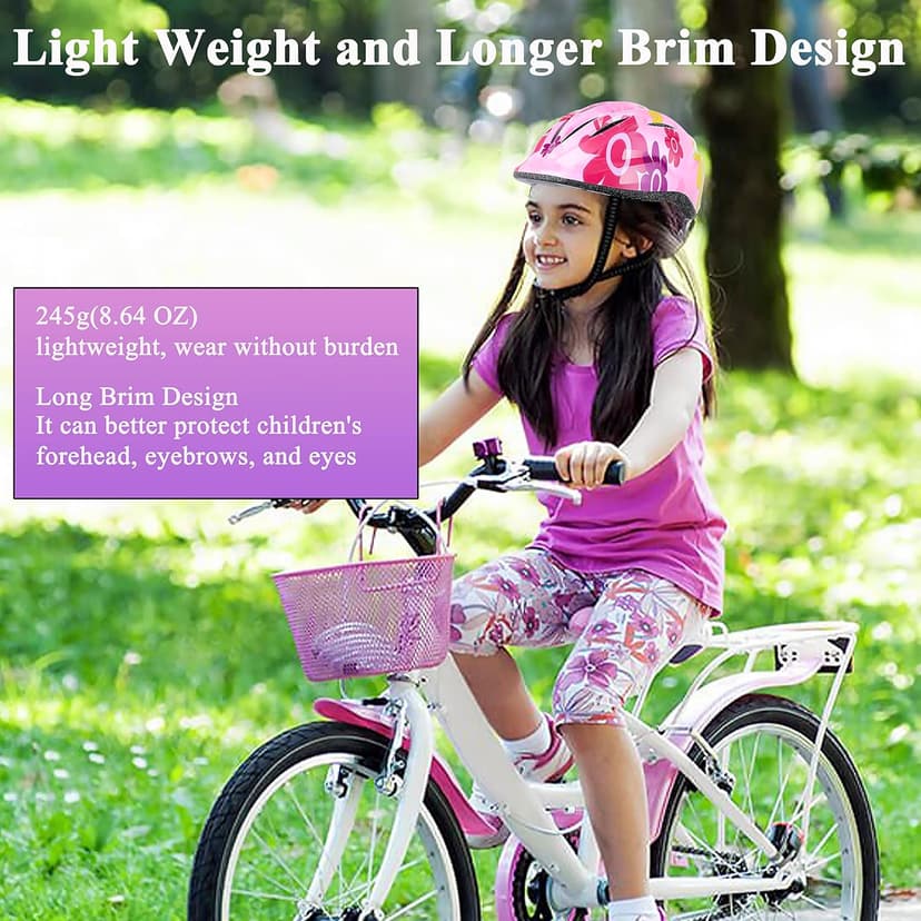 Lamsion Kids Helmet Adjustable with Sports Protective Gear Set Knee Elbow Wrist Pads for Toddler Ages 3 to 8 Years Old Boys Girls Cycling Skating Scooter Helmet