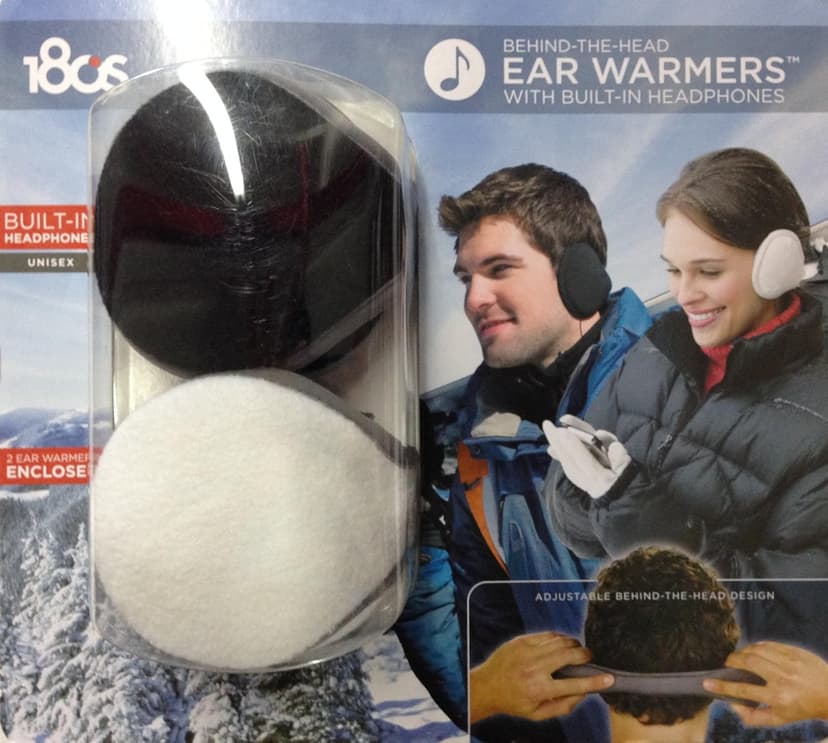 180s Unisex 2-Pack Behind the Head Adjustable Ear Warmers With Built In Headphones