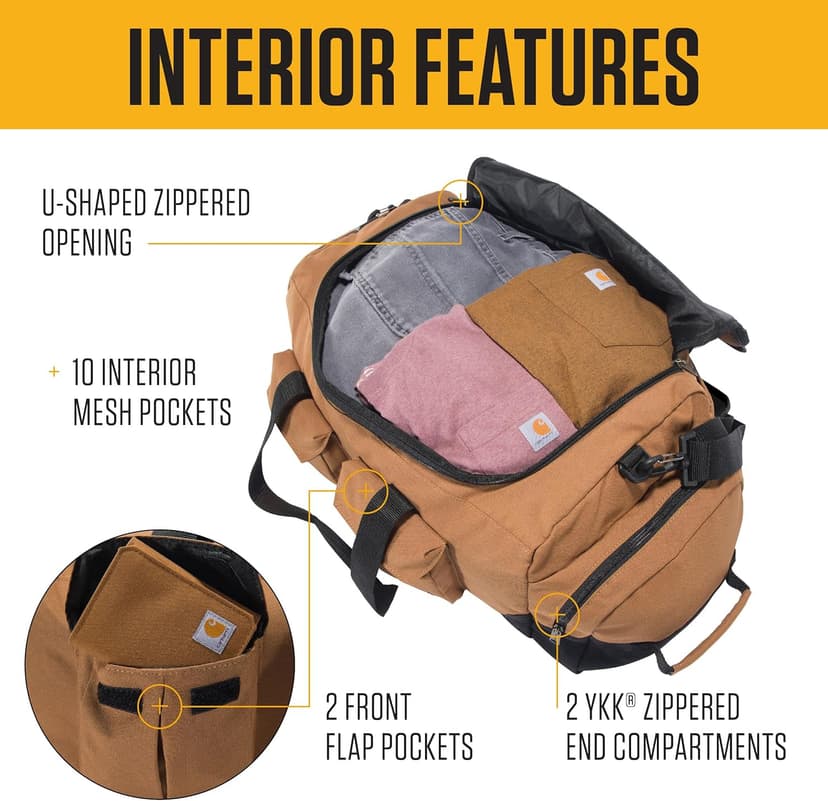 Carhartt 40L Utility Duffel, Heavy-Duty Gear Bag for Jobsite, Gym, & Travel, Duffel Bag (Carhartt Brown), 40L