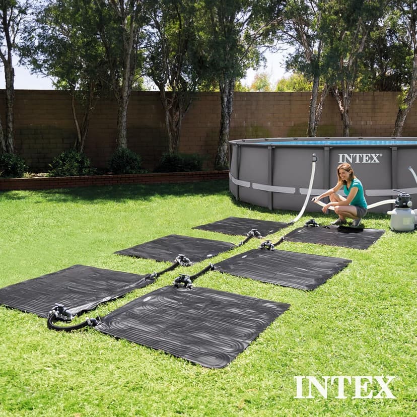 Intex 28685E 47 Inch x 47 Inch Solar Pool Water Heater Mat for 8,000 Gallon Above Ground Swimming Pool with Hose Attachment and Adaptors, Black