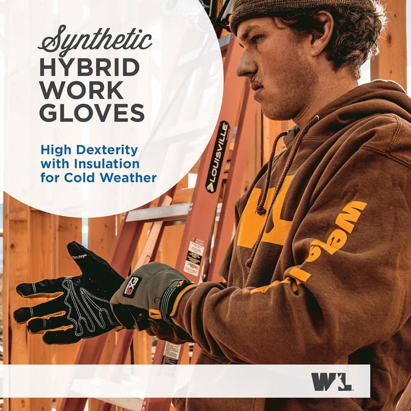 Wells Lamont FX3 Insulated Synthetic Leather Winter Work Gloves for Men – Warm 3M Thinsulate, Fleece-Lined, Touchscreen – Water-Resistant, Reinforced Palm, Adjustable Wrist – Green, Large (7794L)