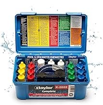 Taylor K2005 High Range Swimming Pool Total and Free Chlorine Bromine Alkalinity Calcium Hardness Base and Acid Demand pH DP Test Kit
