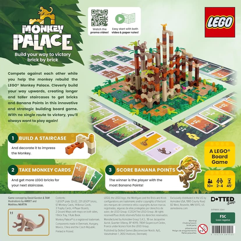 Monkey Palace - LEGO Board Game, Brick Building Strategy Board Game for Kids 8-12, Family Fun for Adults, LEGO Fun Toys for Kids & Families, 2-4 Players Ages 10+, 45 Minute Playtime