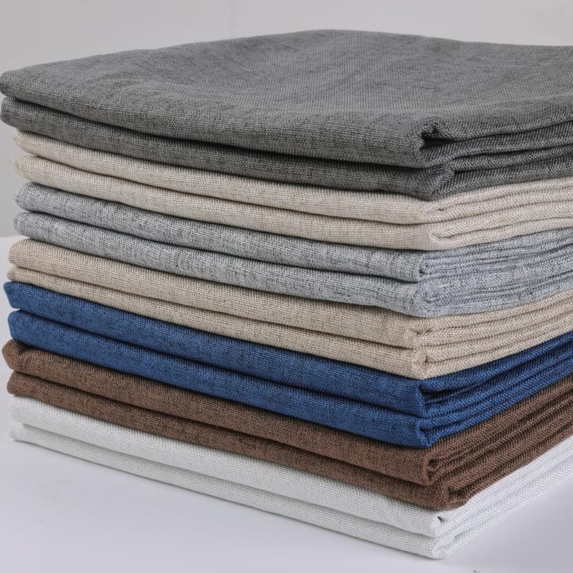 OTOEZ Faux Linen Fabric by The Yard, 58" W 1mm Thicken Upholstery Fabric Durable Faux Linen Type Cloth Upholstery Material for Sofa, Chair, Seat Repair & DIY Projects (Light Coffee, 1 Yard 58x36 Inch)