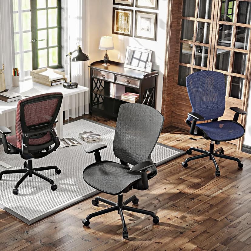 ELABEST T96 Mesh Office Chair,Ergonomic Computer Desk Chair,Sturdy Task Chair- Adjustable Lumbar Support & Armrests,Tilt Function,Comfort Wide Seat,Swivel Home Office Chair