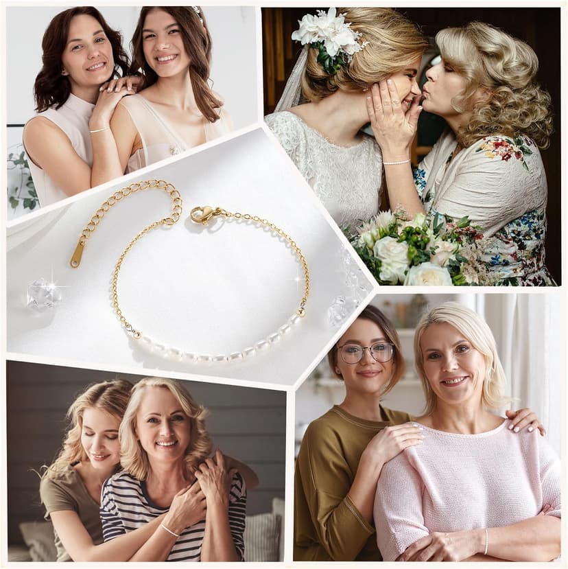 Birthday Christmas Mothers Day Wedding Day, Lobster Clasp, 6.5" + 2" Tarsus Artificial Pearl Bracelet, Gifts for Mom/Mother-in-Law/Bonus Mom B0CHDX2TSR