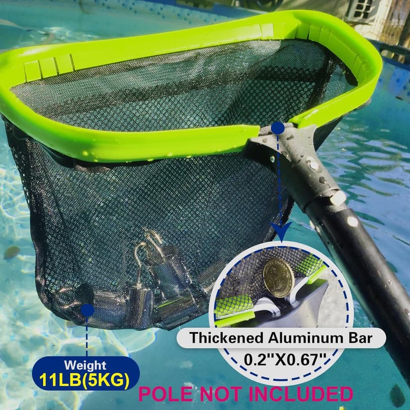 Sepetrel Pool Net,Professional Swimming Pool Leaf Skimmer Nets for Cleaning with Double-Layer Deep Big Bag,Heavy Duty Aluminum Frame & Handle Rake(Pole Not Included)