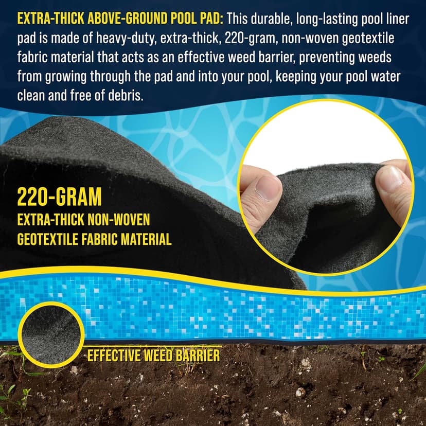 U.S. Pool Supply Ground Shield 12-Foot Round Heavy Duty Pool Liner Pad for Above Ground Swimming Pools - Protects Pool Liner, Prevents Punctures, Weed Barrier, Eco-Friendly Fabric - Extends Liner Life