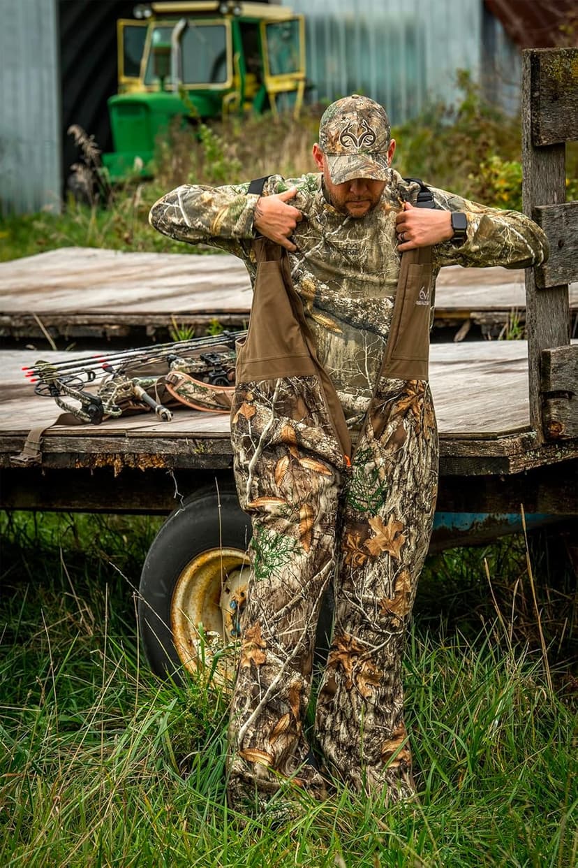 Realtree Men's Camo Hunting Insulated Water Resistant Breathable Midweight Super Warm Bibs Coveralls
